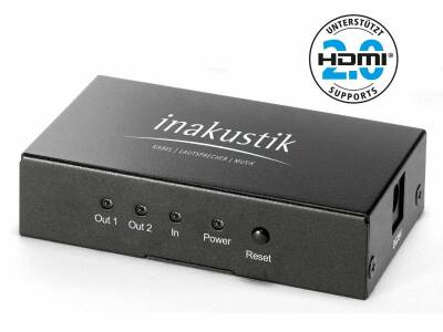 Inakustik Premium High Speed HDMI 2.0 Splitter (1x HDMI-Stecker -&gt; 2x HDMI-Buchsen, Schwarz)